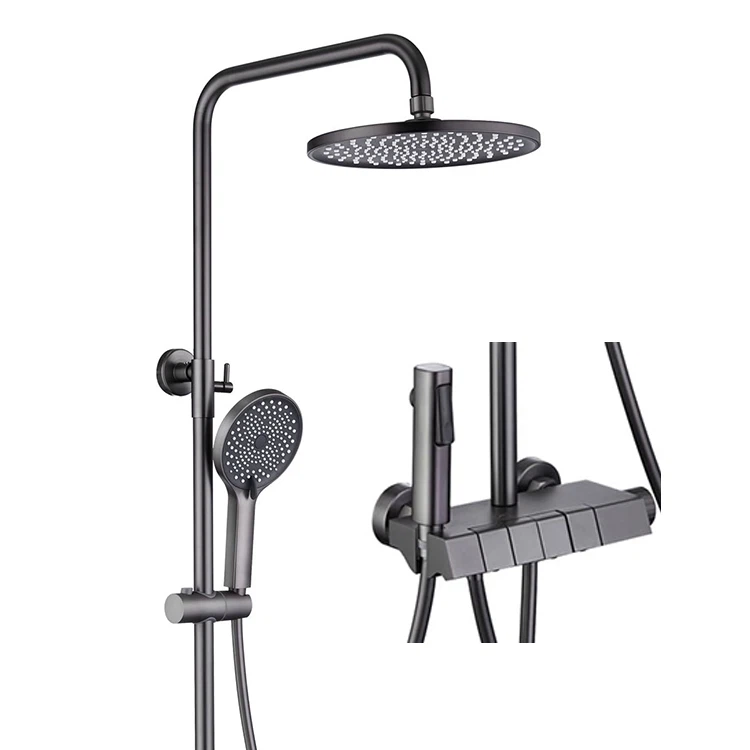 Système de douche à clé piano gris pistolet